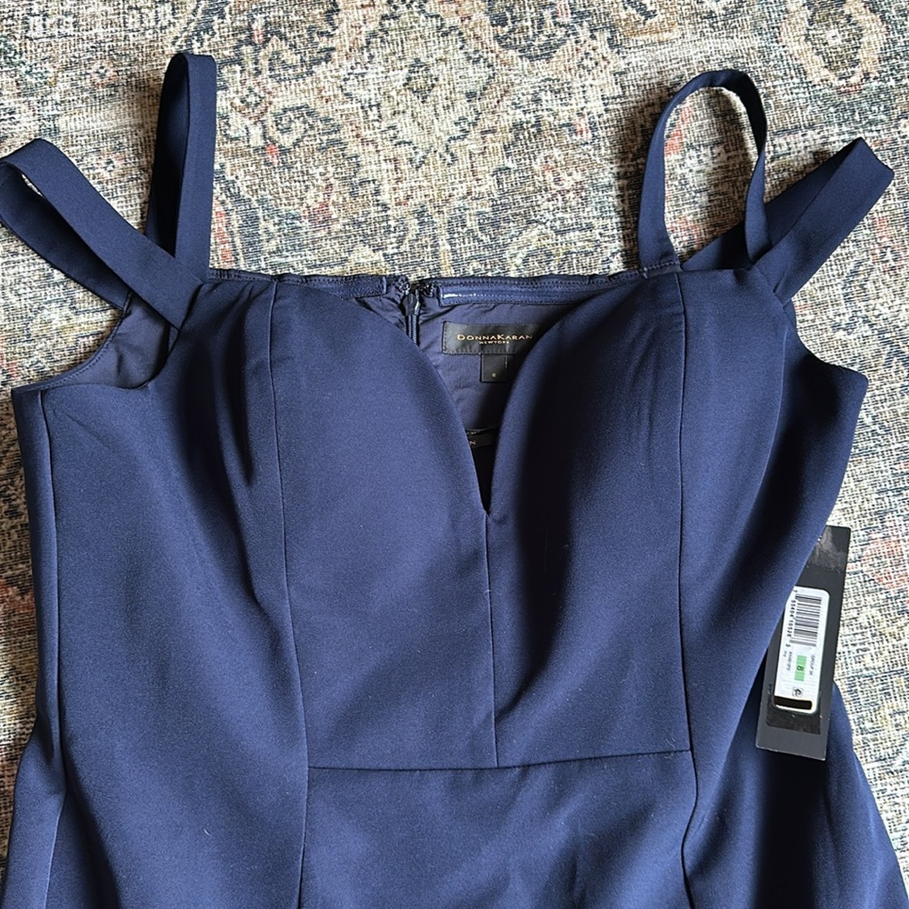 NWT Donna Karan off the shoulder navy gown - Picture 8 of 8